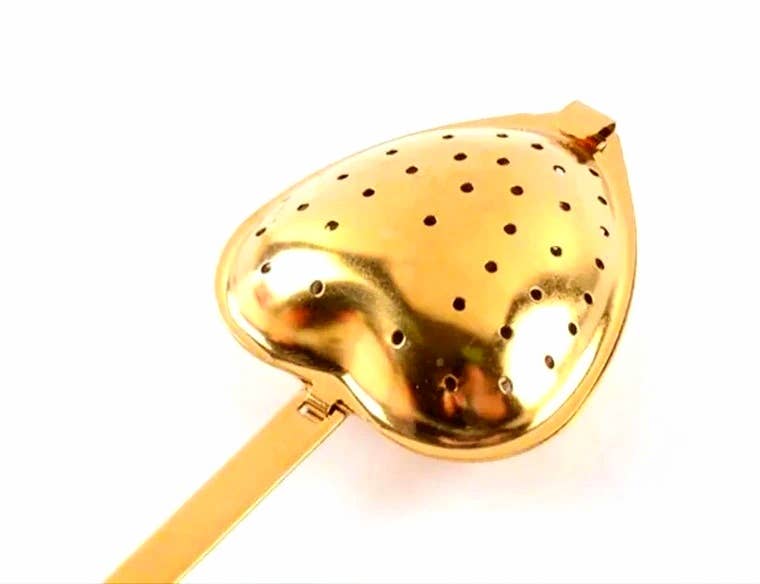 Gold Heart Shaped Tea Infuser & Spoon