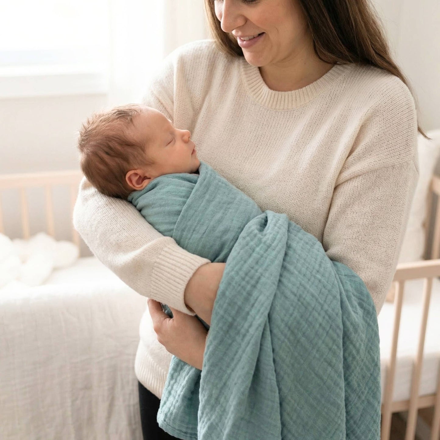 Baby Bliss - Bamboo Muslin Swaddle Blanket - Slate Blue