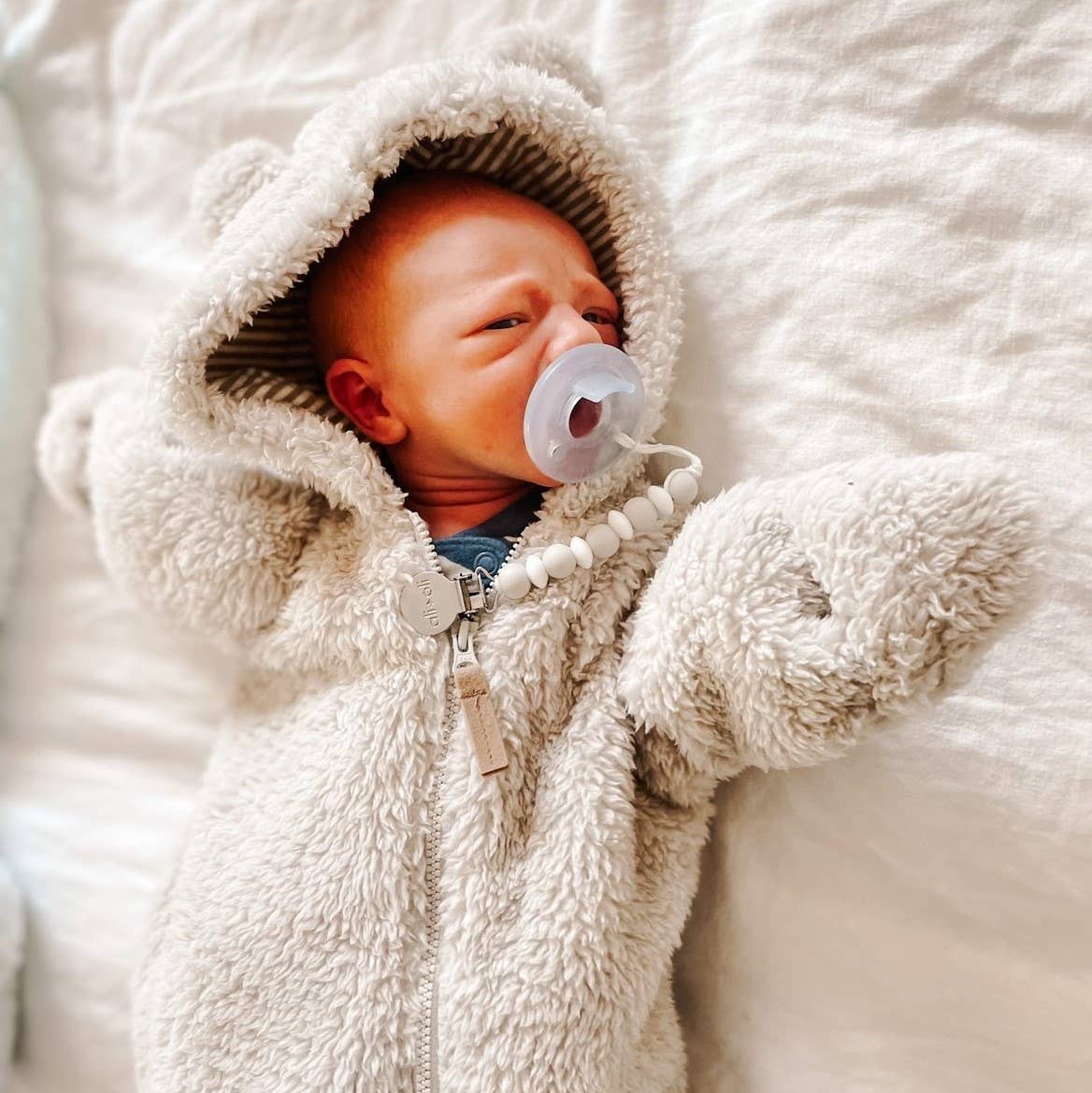 Ali & Oli Pacifier Clip Holder for Baby | Mini Lentil: Coconut