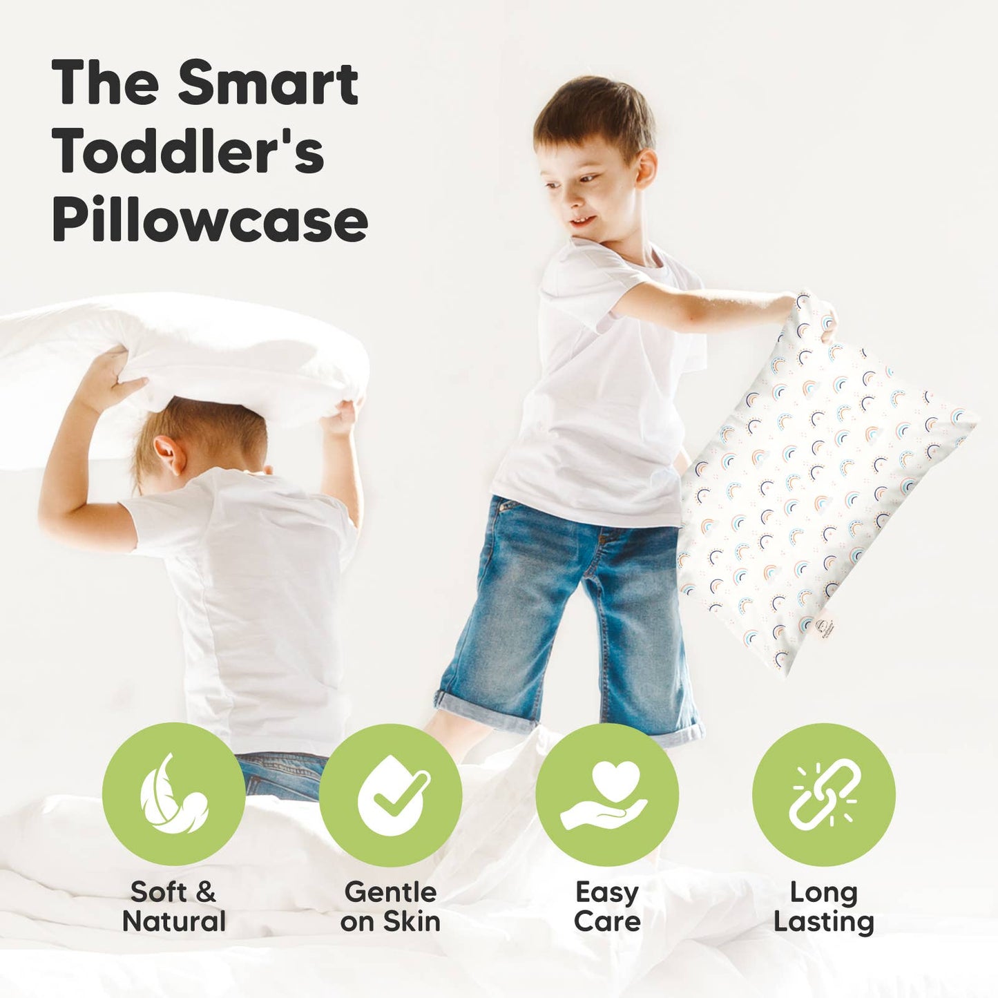 Printed Toddler Pillowcase 13X18" (Jolly Rainbow)
