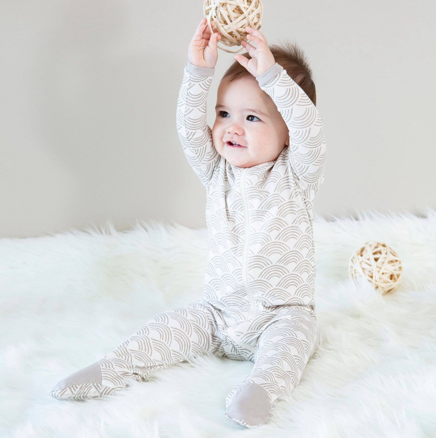 Bamboo Zip-up Footies Wobbly Wave