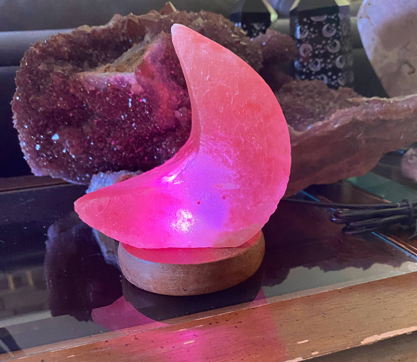 Himalyan Salt Lamp Pink Crescent Moon Salt lamp Night Light