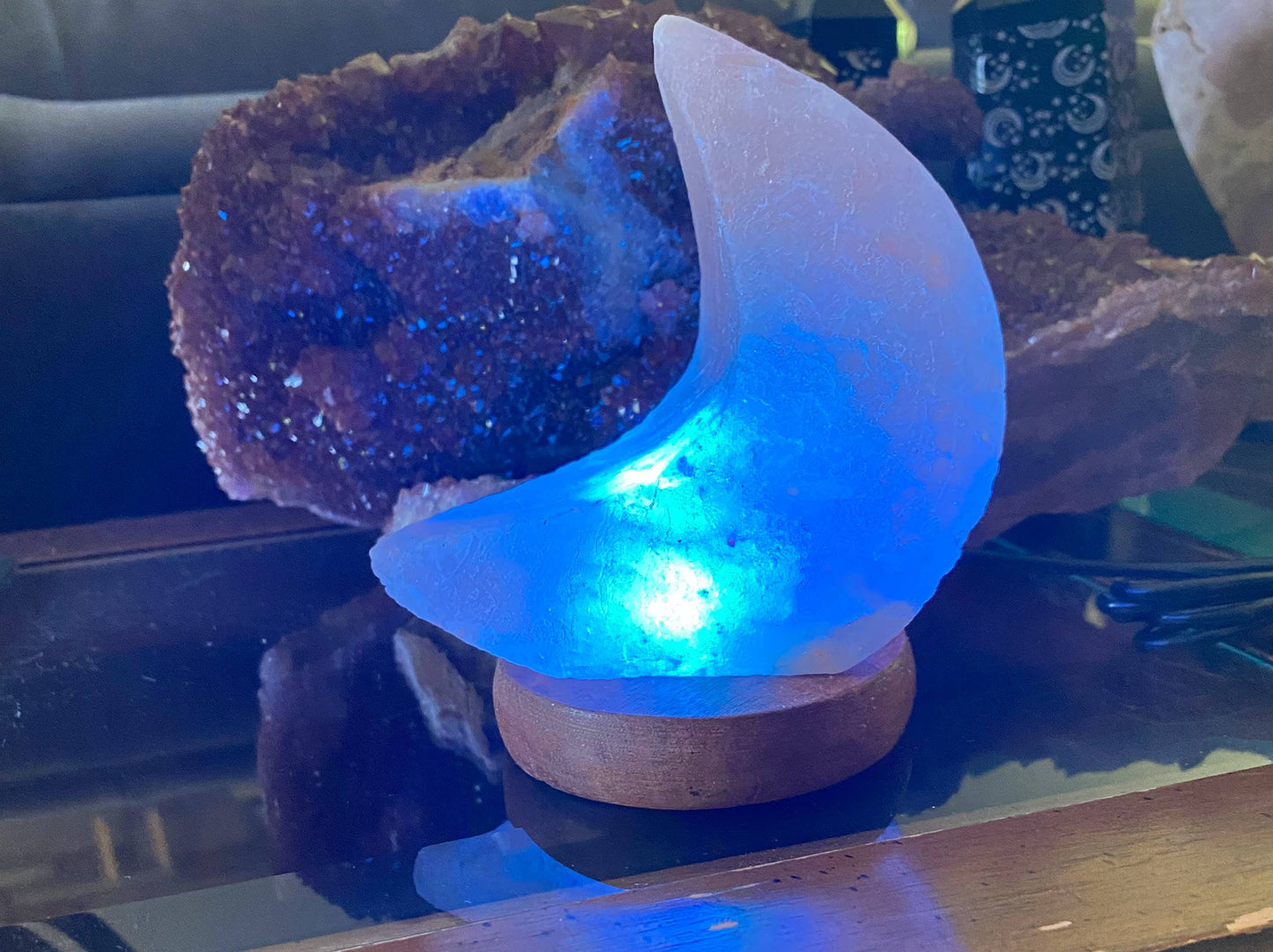 Himalyan Salt Lamp Pink Crescent Moon Salt lamp Night Light