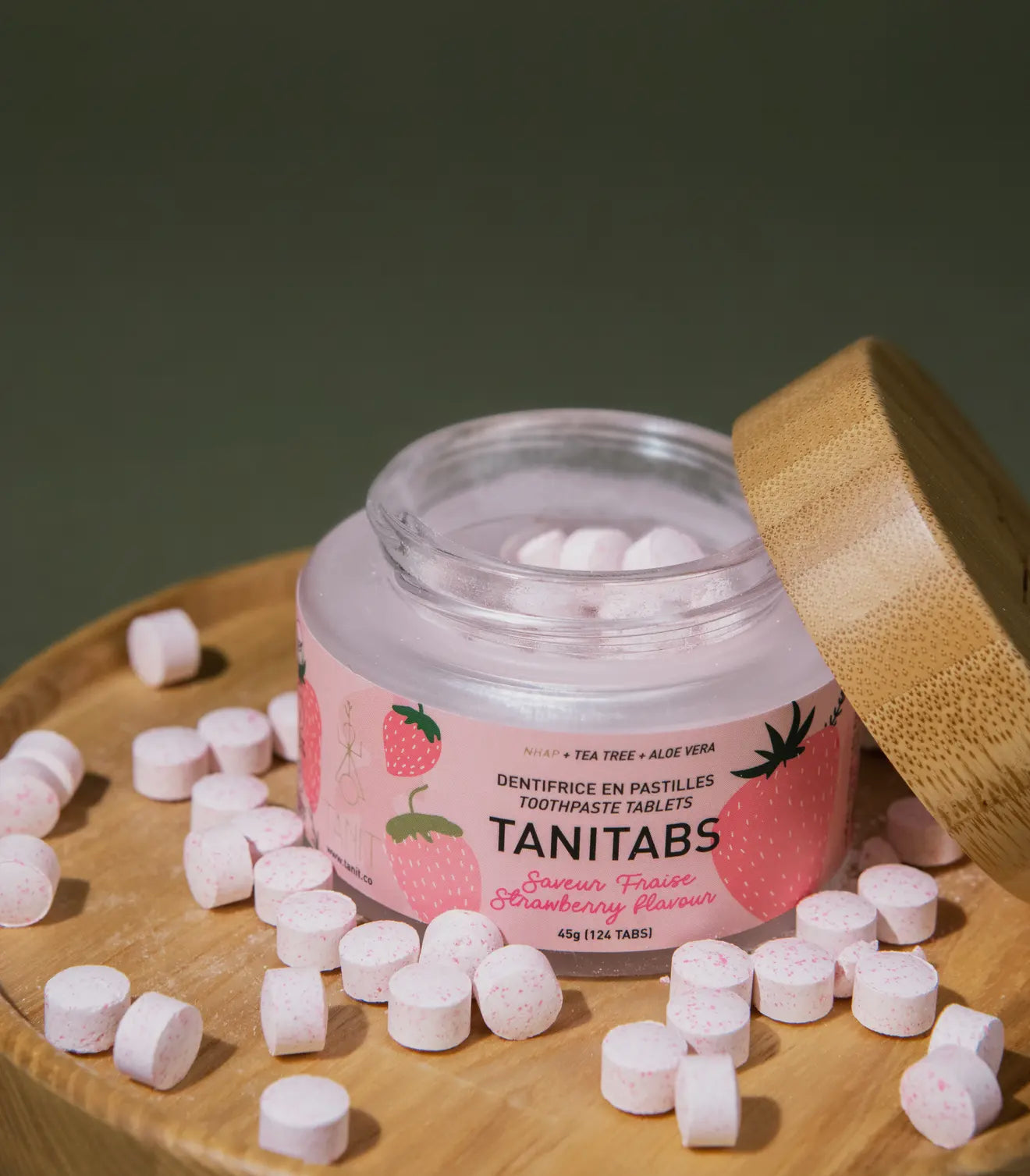 Strawberry Toothpaste Tabs - Reusable Jar 124 tabs