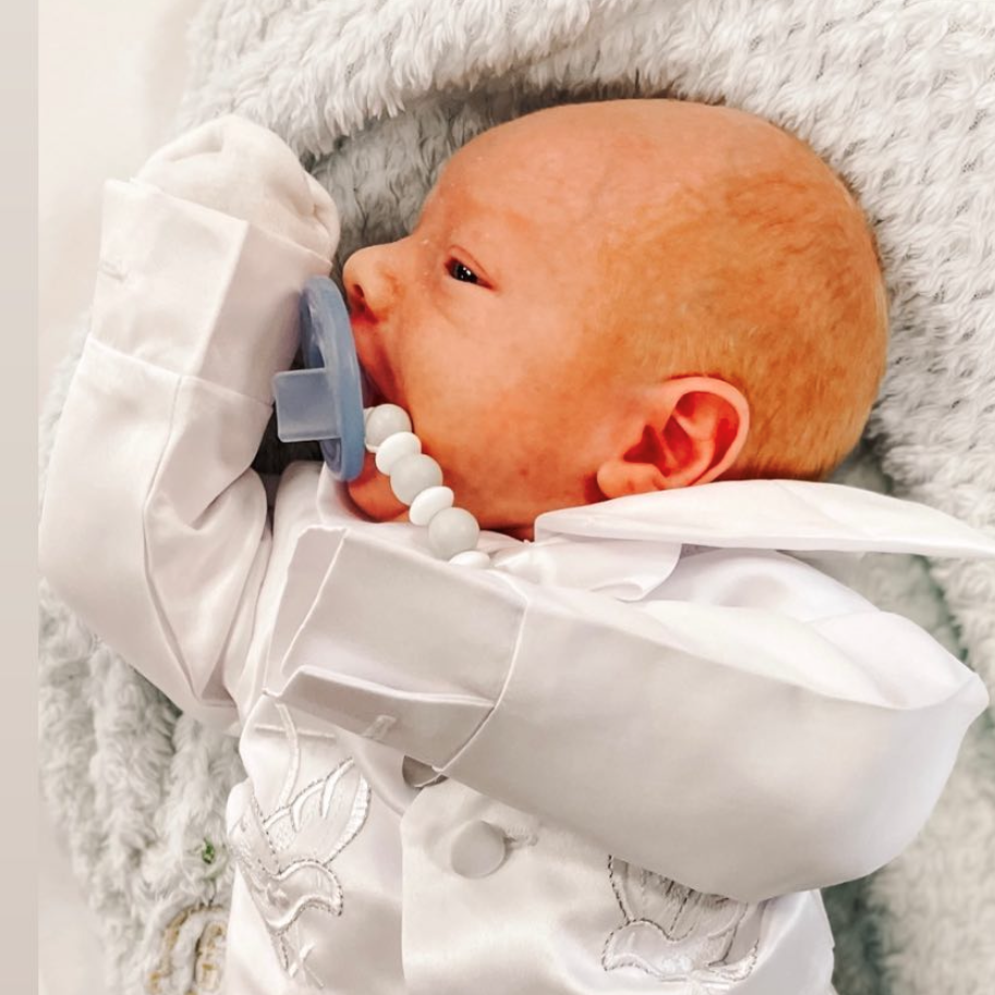 Ali & Oli Pacifier Clip Holder for Baby | Mini Lentil: Coconut