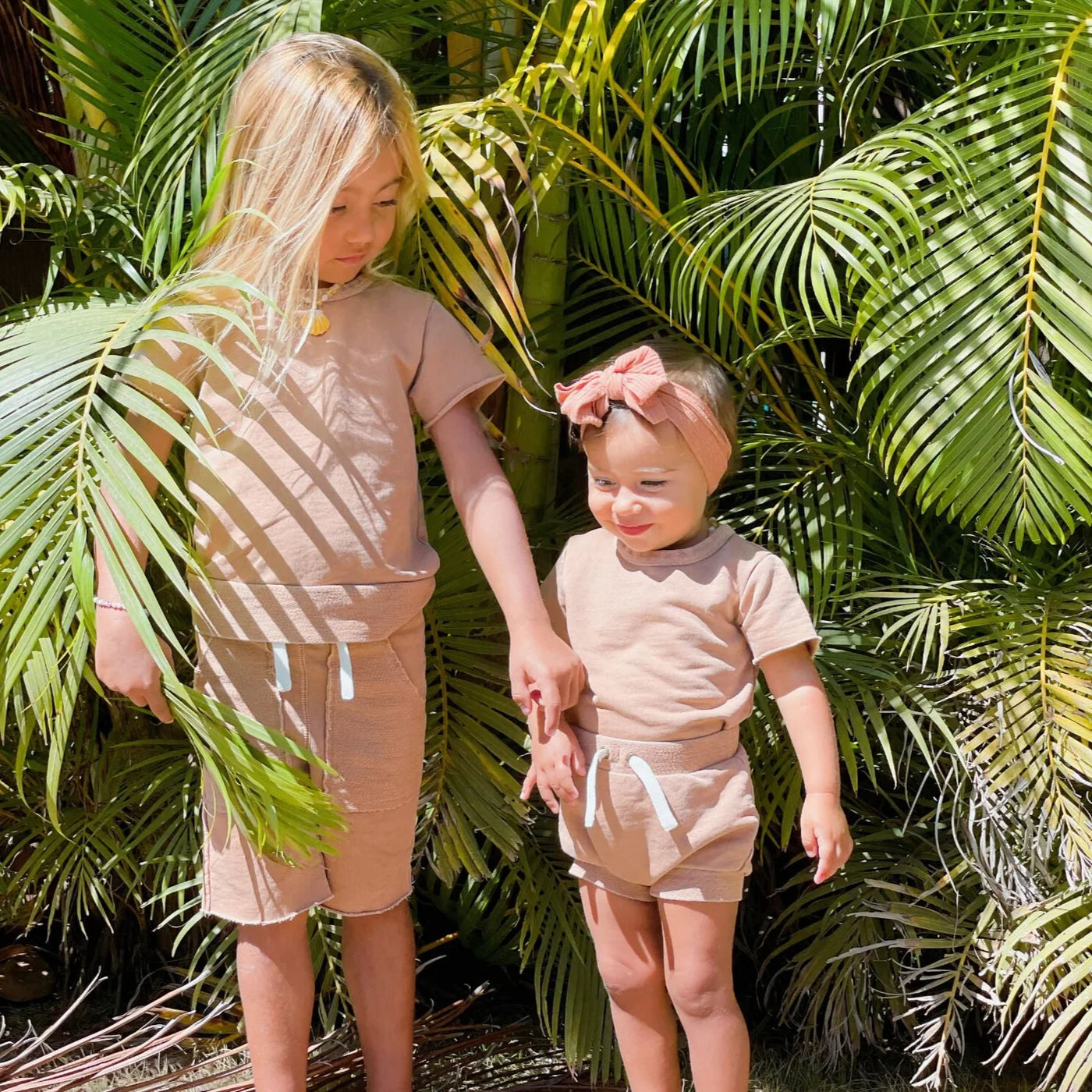 French Terry Tee & shorts Sage & Mocha