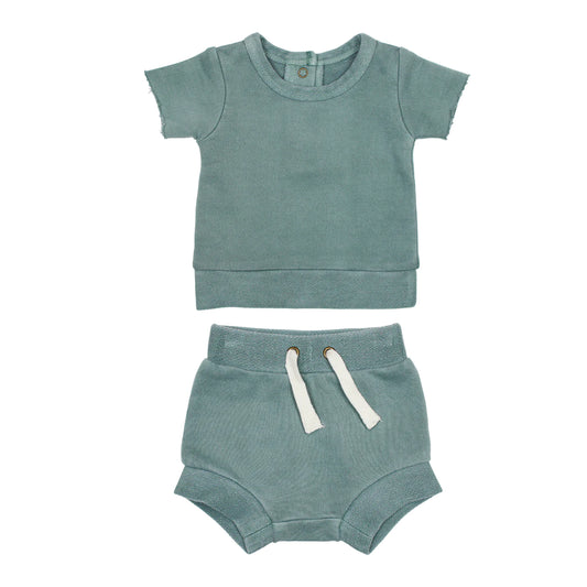French Terry Tee & shorts Sage & Mocha