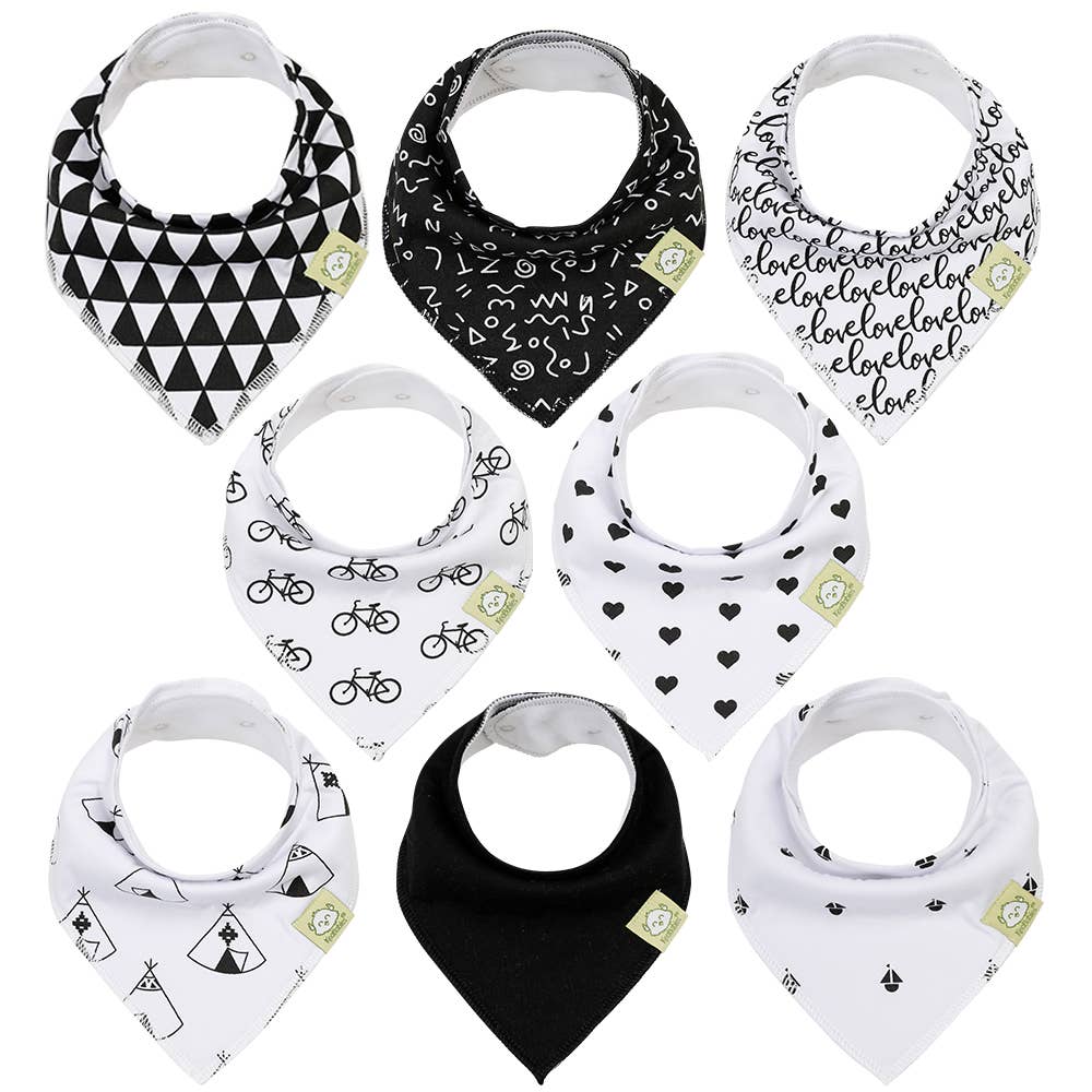 Monochrome 8-Pack Organic Bandana Bibs