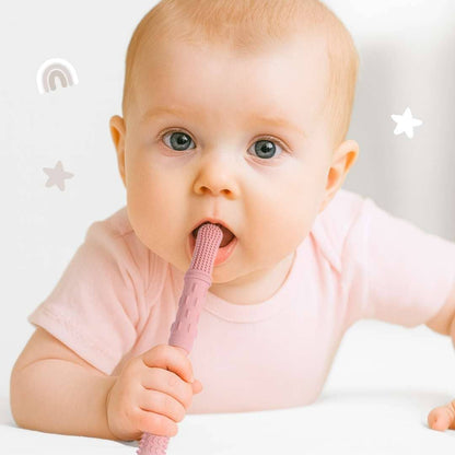 Baby Bliss - Hallow Teething Tubes - Dusty Rose/Dusty Pink/Almond