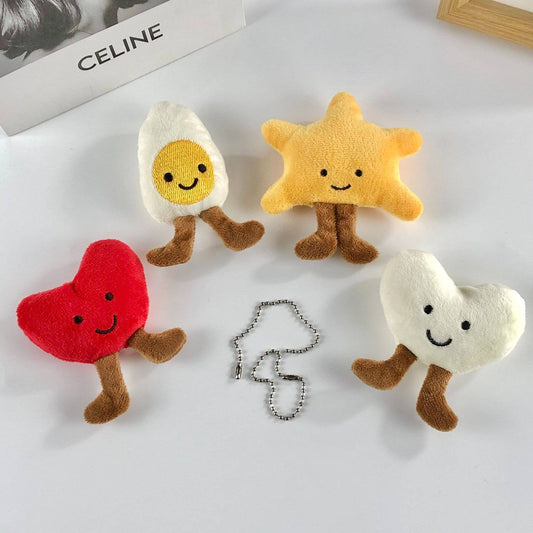 3-4" Boiled egg/Star/Heart Plushie Keychain