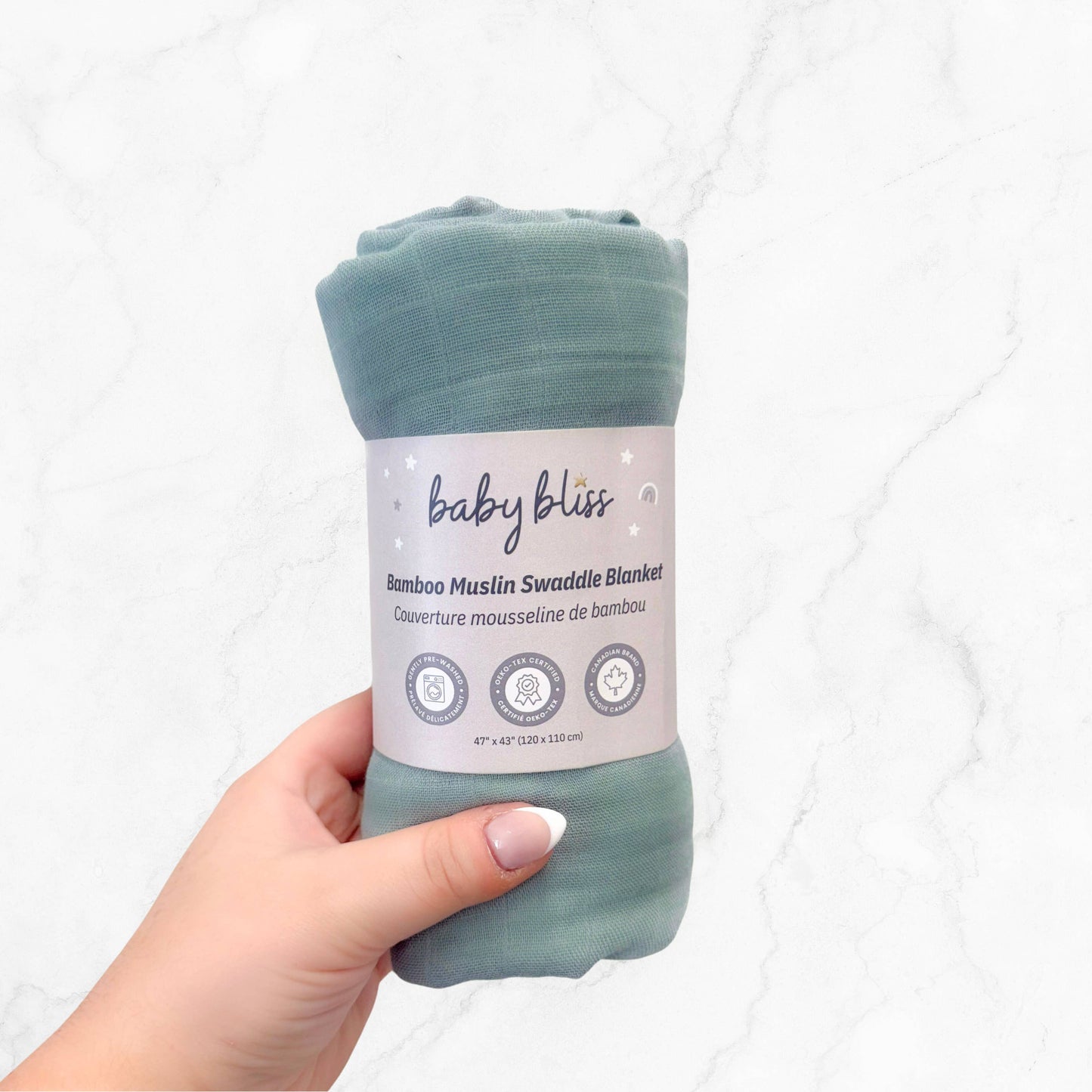 Baby Bliss - Bamboo Muslin Swaddle Blanket - Slate Blue