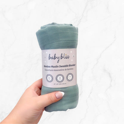 Baby Bliss - Bamboo Muslin Swaddle Blanket - Slate Blue