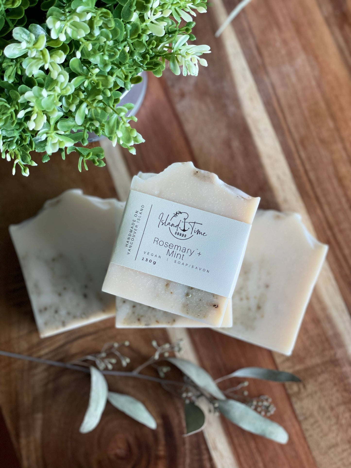 Island Time Soap + Candle - All Natural Rosemary + Mint Handmade Artisan Soap