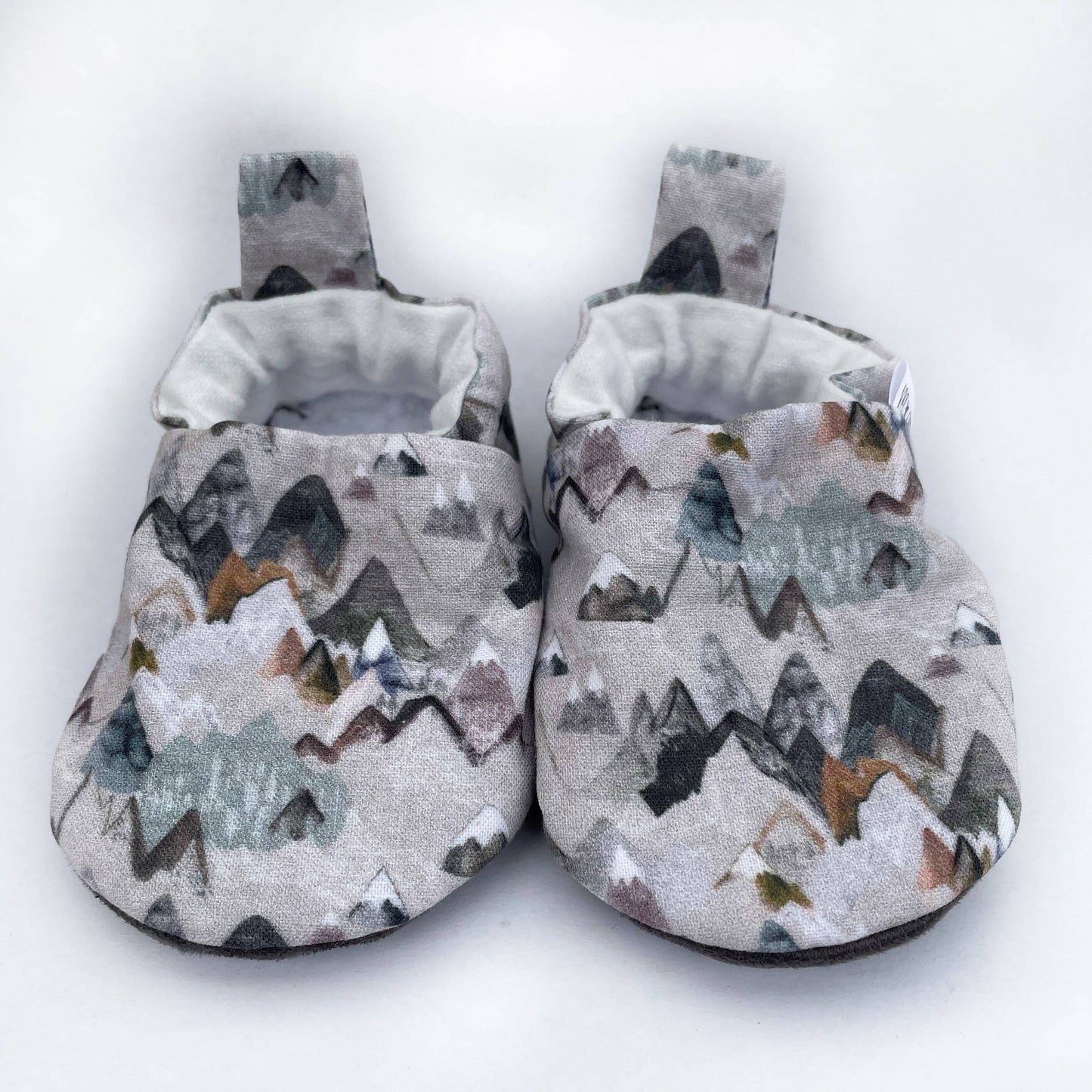 Earthy Mountain Baby Shoes: Gray Faux Suede / 6-12 months