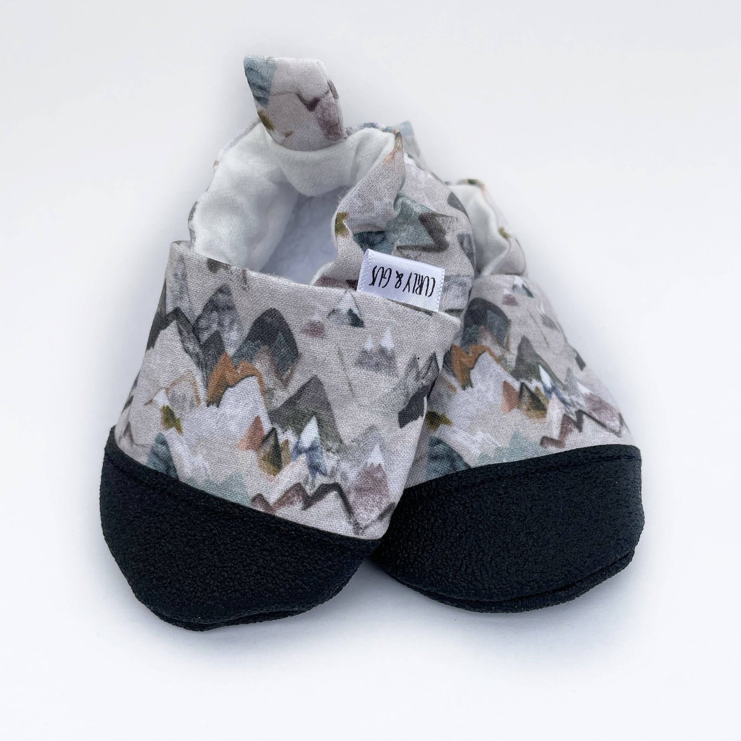Earthy Mountain Baby Shoes: Gray Faux Suede / 0-3 Months