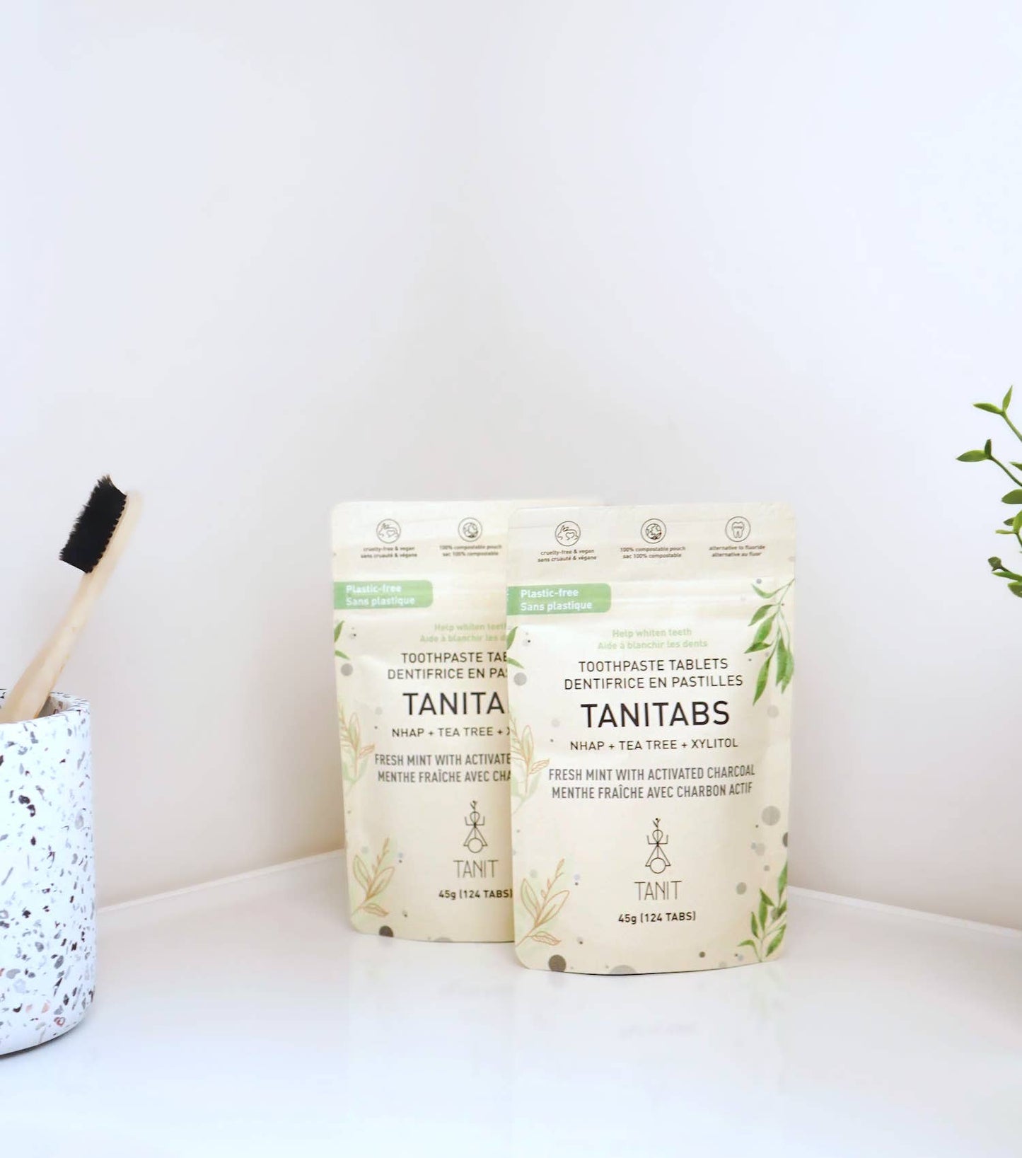 TANIT - Mint Charcoal Toothpaste Tablets-Compostable Refill 124 tabs