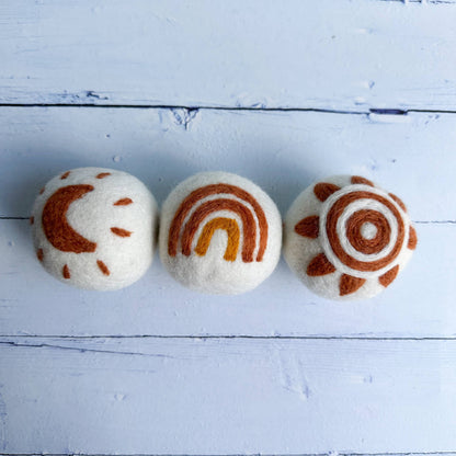 Sewing Seeds Play - Boho Skies Felt Dryer Balls - Set Of 3 