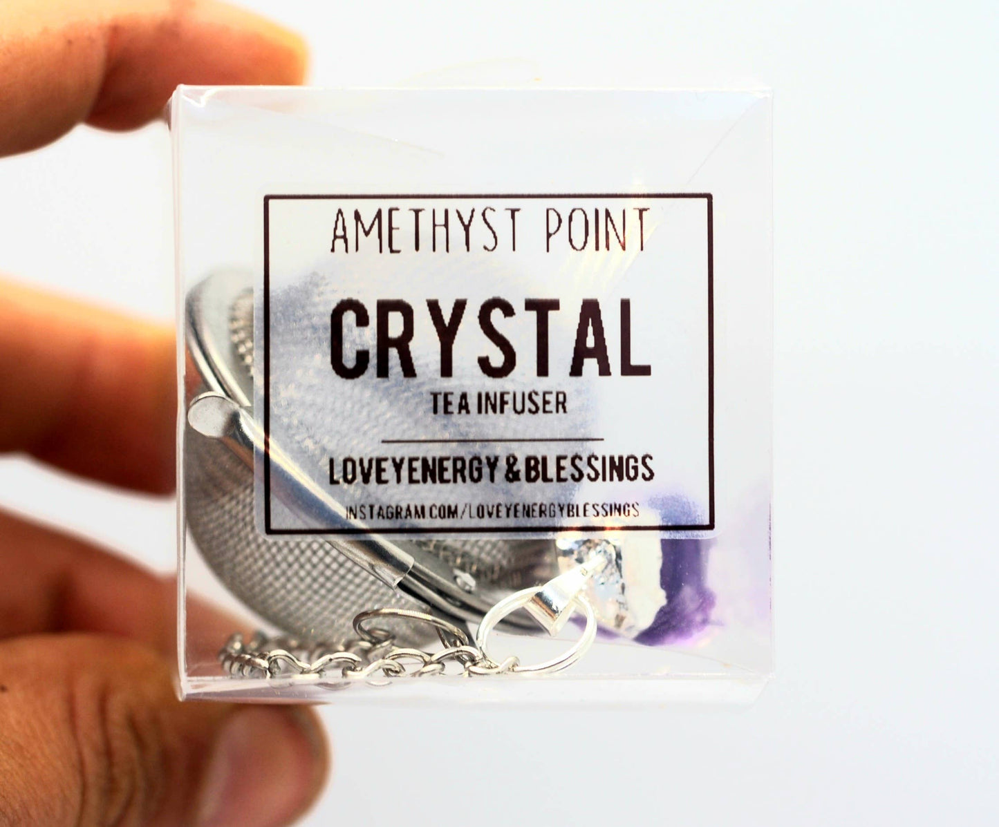 Loveyenergy & Blessings - Amethyst Crystal Tea Infuser, Crystal Loose Leaf Tea Ball