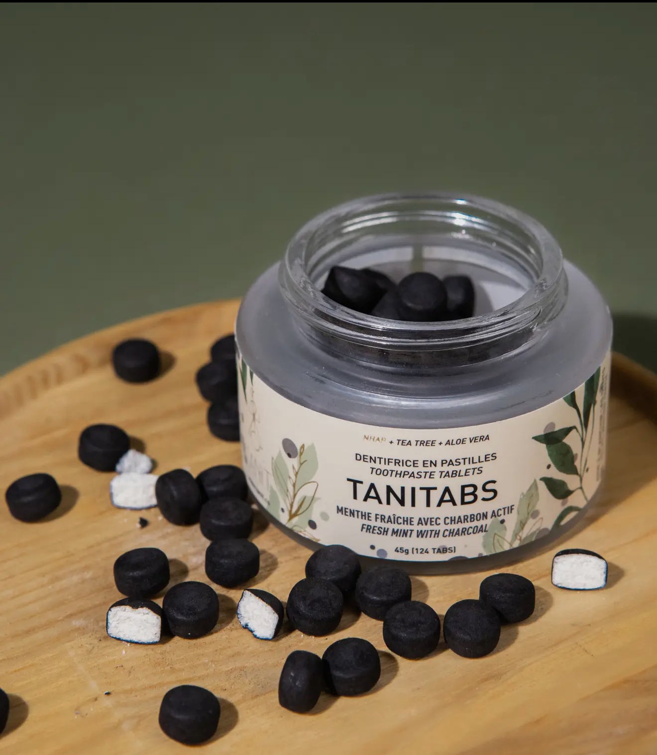 Mint Charcoal Toothpaste Tabs - Reusable Jar - 124 tabs