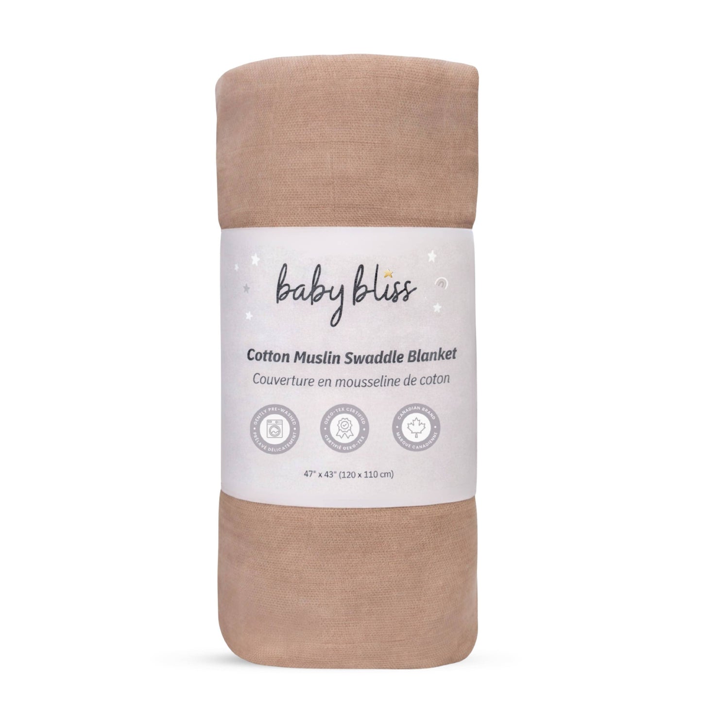 Baby Bliss - Muslin Swaddle Blanket - Caramel