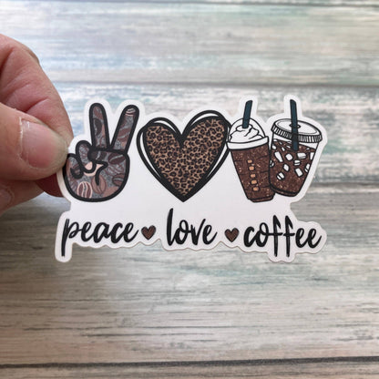 Peace Love & Coffee Sticker