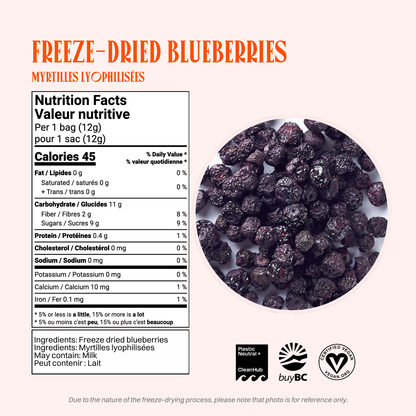 OHME! Foods - Freeze-Dried Blueberries (Whole) (Snack Size)