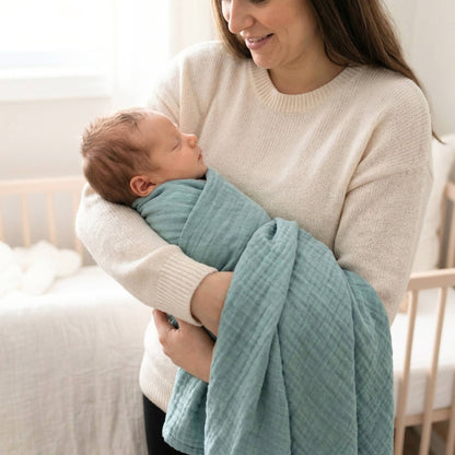 Baby Bliss - Bamboo Muslin Swaddle Blanket - Slate Blue