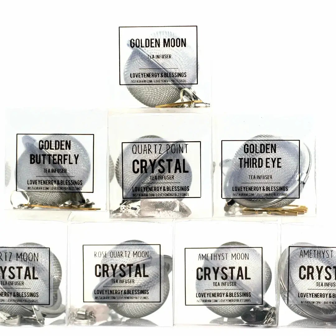Loveyenergy & Blessings - Quartz Crescent Moon Crystal Tea Infuser, Loose Leaf