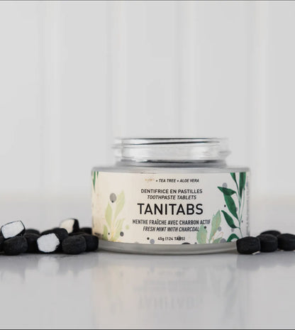Mint Charcoal Toothpaste Tabs - Reusable Jar - 124 tabs