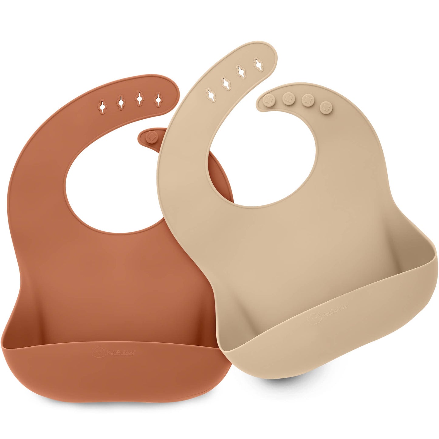 KeaBabies - 2-Pack Prep Silicone Bibs for Babies, Toddlers, Boys, Girls