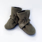 Olive Corduroy Baby Boots: Gray Faux Suede / 6-12 months