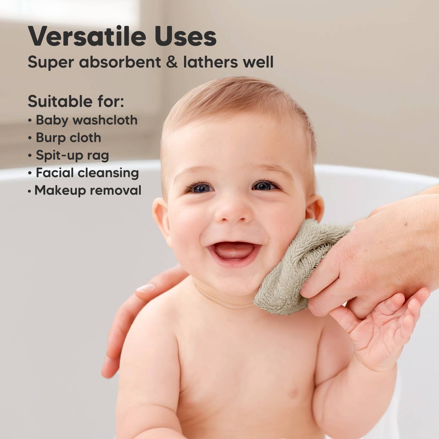 KeaBabies - 6-Pack Baby Wash Cloths Tan