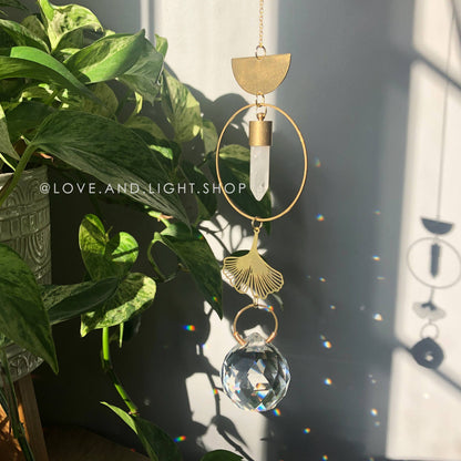 Ginkgo & Quartz Suncatcher