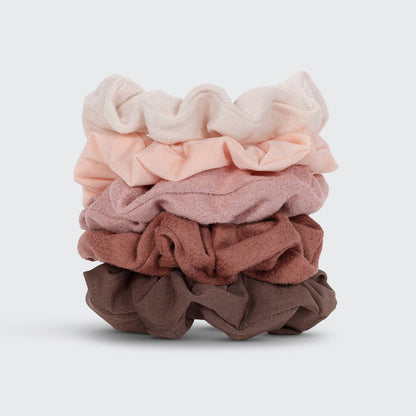 Textured Scrunchies 5pc Set - Terracotta