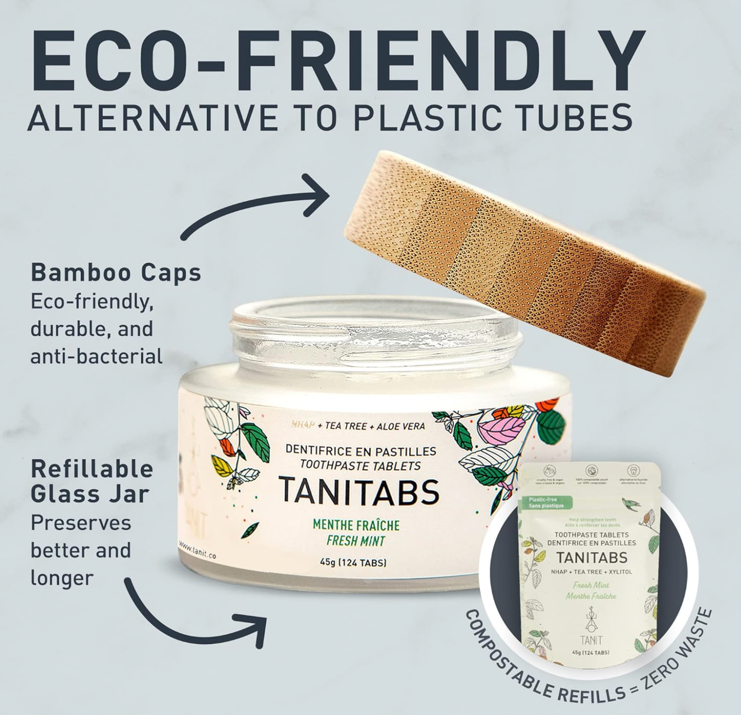 Fresh Mint - Solid Toothpaste Tabs - 2-month supply 