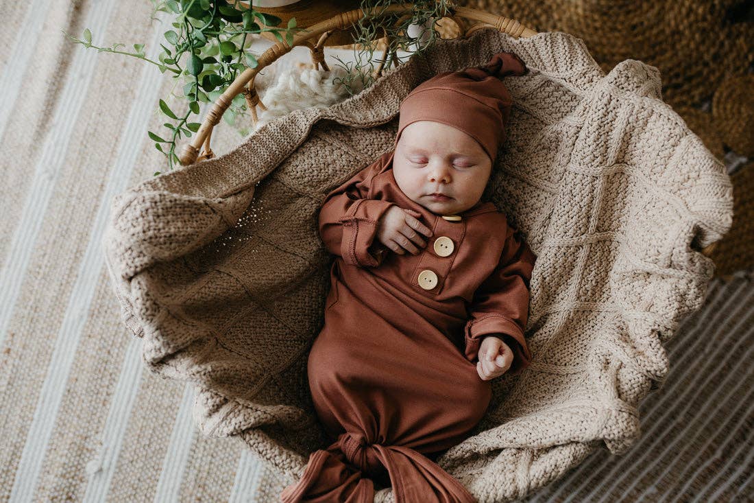 Snuggly Jacks - Cinnamon Newborn Knotted Gown