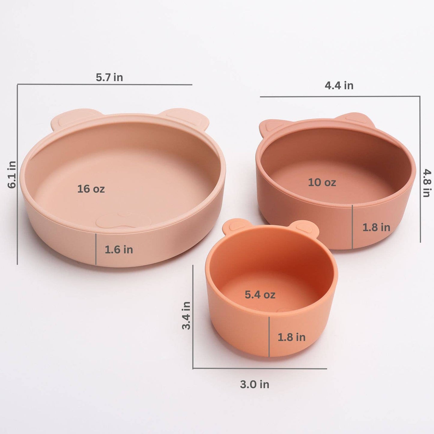 Ali+Oli (3pc) Stackable Snack Bowl Set (Terracotta-Blush)
