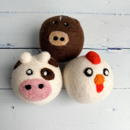 Sewing Seeds Play - Down On The Farm Felt Dryer Balls - Set Of 3  