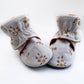 Dainty Floral Baby Boots: Gray Faux Suede / 0-3 Months