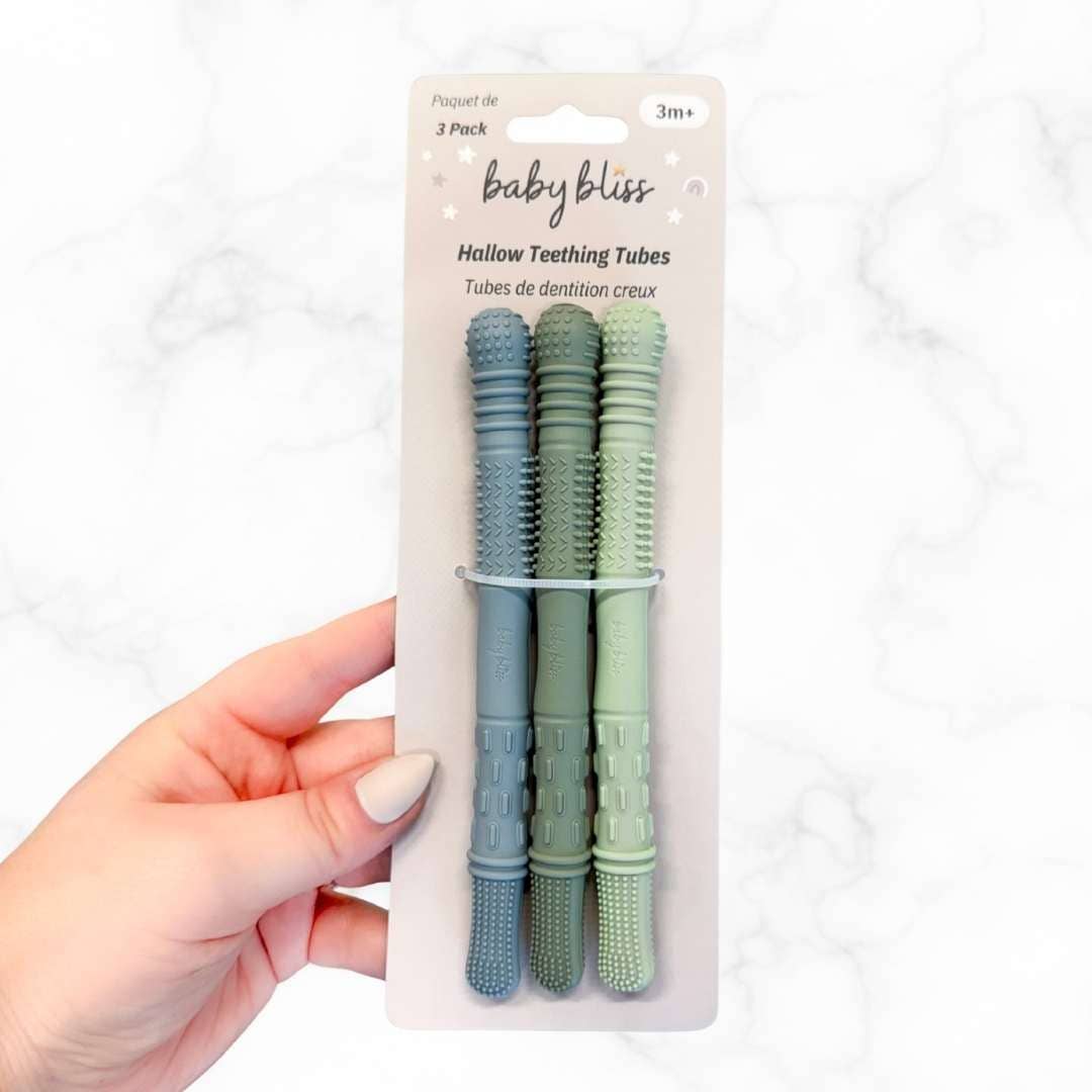 Baby Bliss - Hallow Teething Tubes - Dusty Rose/Dusty Pink/Almond
