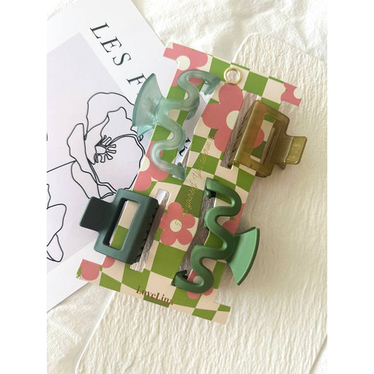 4-Pack Hair Clips Green