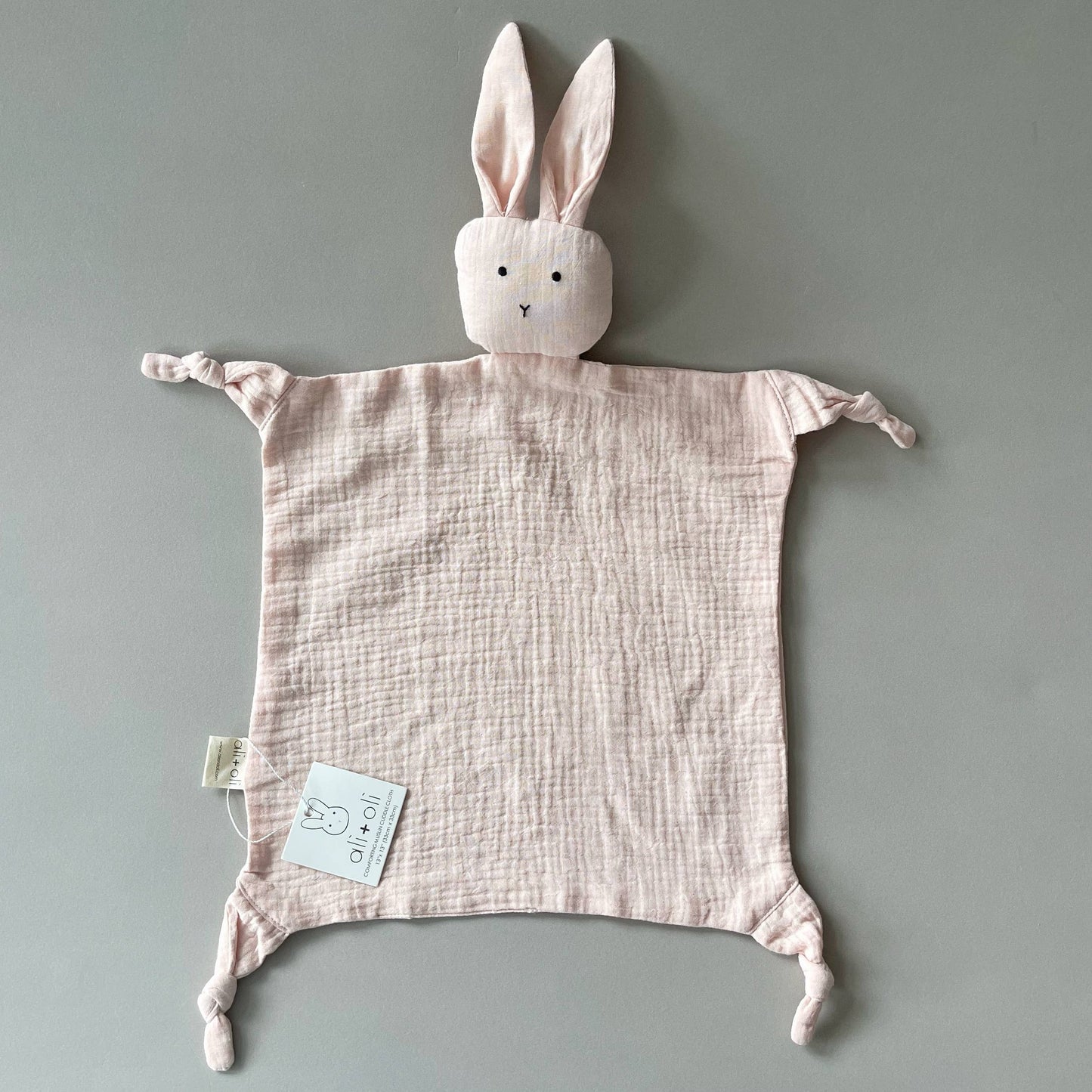 Ali & Oli Cuddle Security Blanket Soft Muslin Cotton - Bunny (Pink)