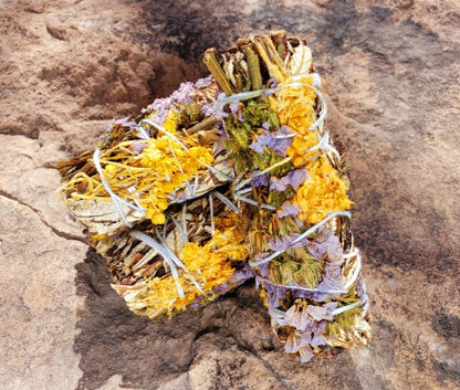 White Sage with Calendula Flower Smudge Wand