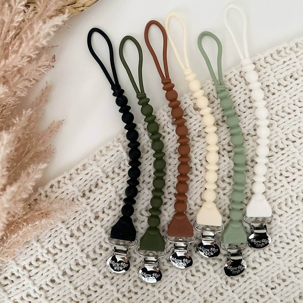 Sweetie Strap™ Silicone One-Piece Pacifier Clips: Camo Beaded