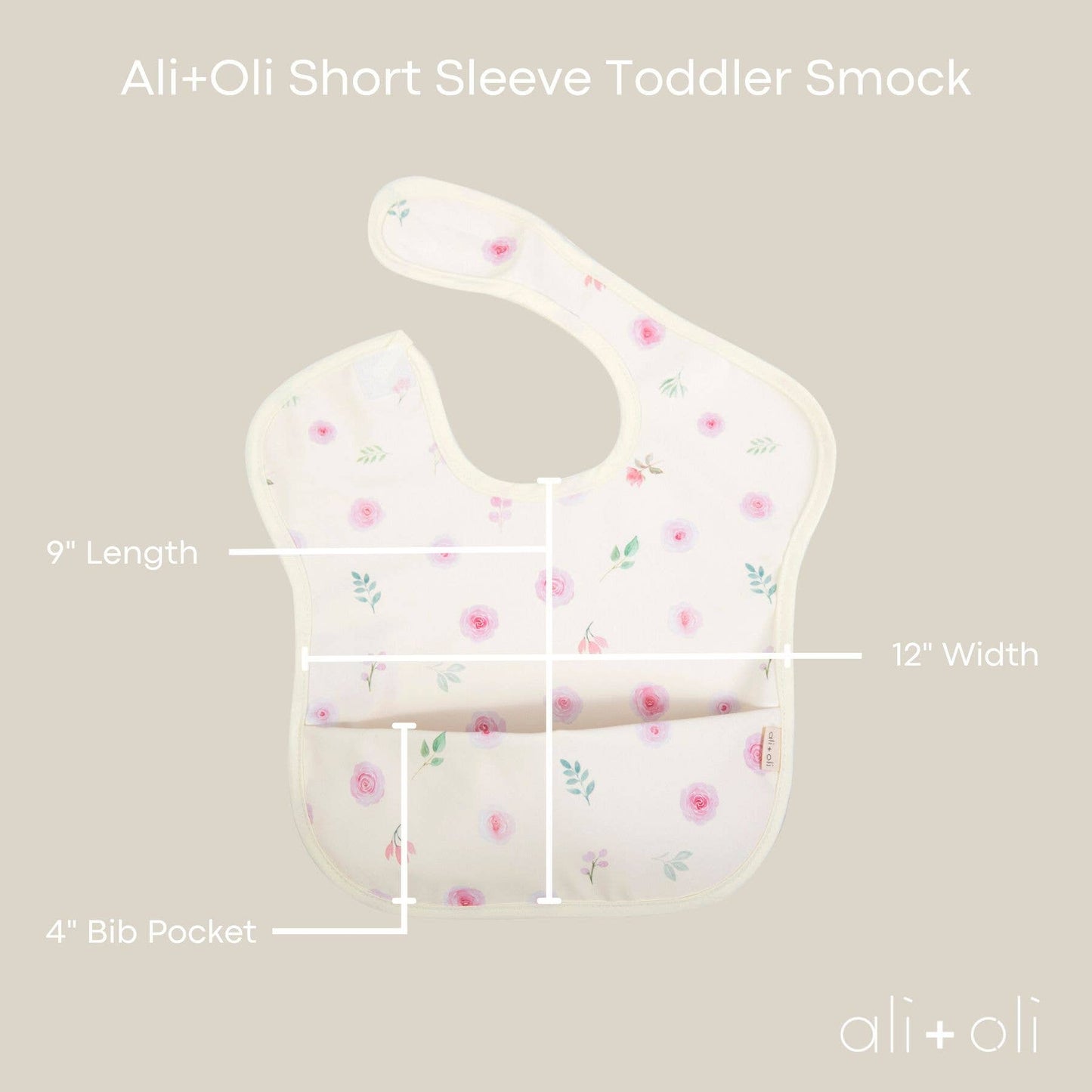 Ali & Oli Smock Bib for Baby (2-pc) Short Sleeve (Flowers, Sand)