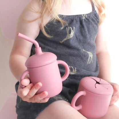 Baby Bliss - Sippy Cup with Straw, Spill-Proof & Anti-Stain - Dusty Rose