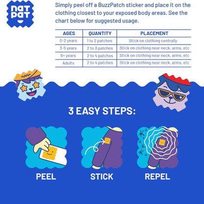 NATPAT - BuzzPatch: Mosquito Patches, Natural Insect Repellent