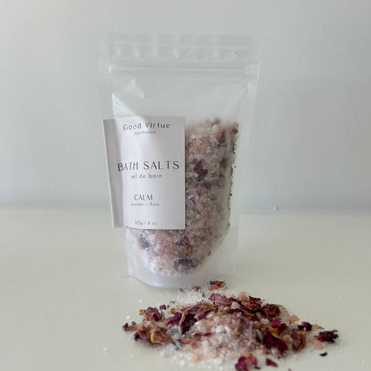 Bath Salts / Calm / Lavender + Rose Pouch 225g / 8 oz