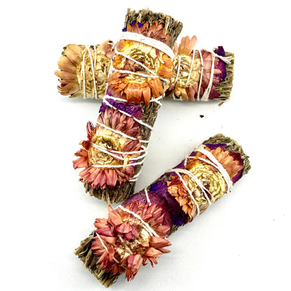 Purple Haze Lavender Smudge Wand w/ Wildflower + Rose Petals