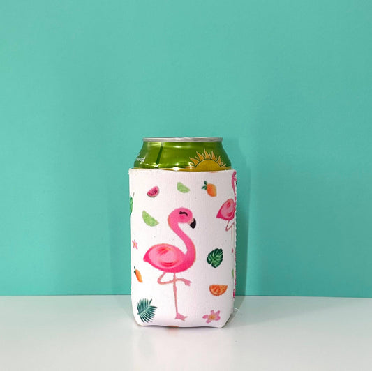 Flamingo Print Can Cooler